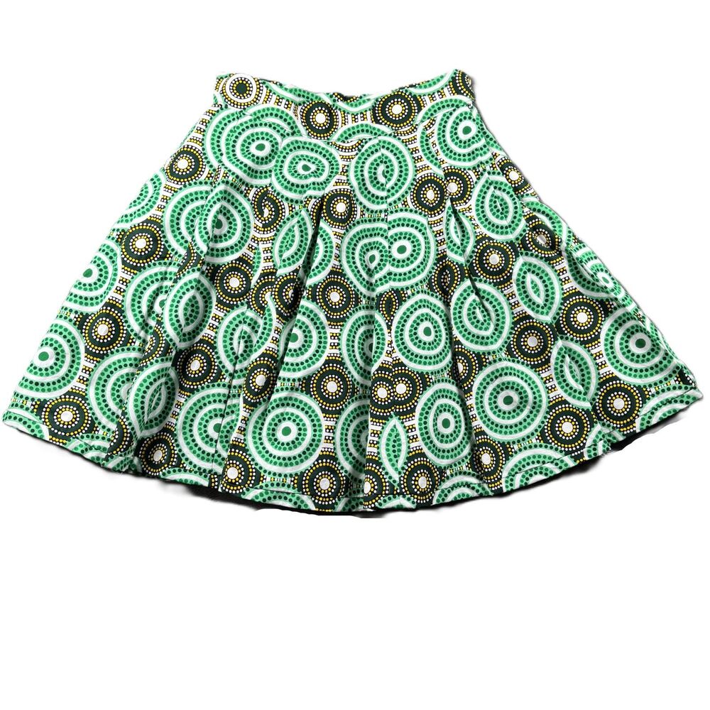 Francis + Benedict Women Skirt African Made Skater Circle Green Small M274